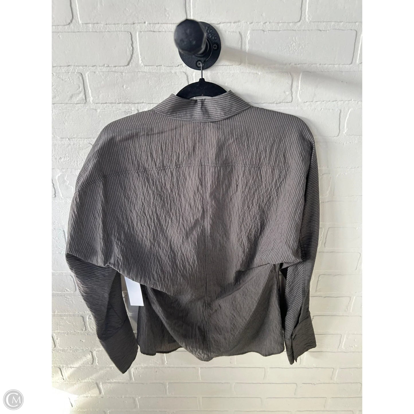 Top Long Sleeve By Zara In Grey & White, Size: S