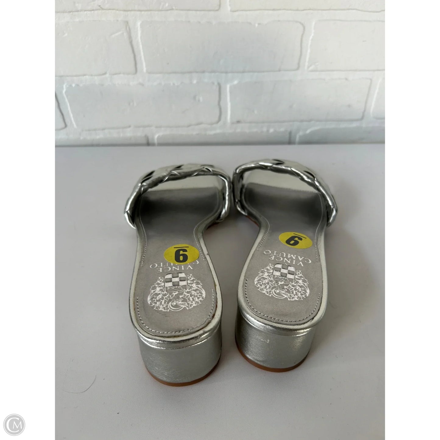 Sandals Heels Kitten By Vince Camuto In Silver, Size: 9