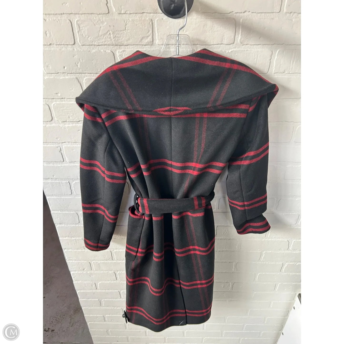 Coat Peacoat By Ann Taylor In Black & Red, Size: Xsp