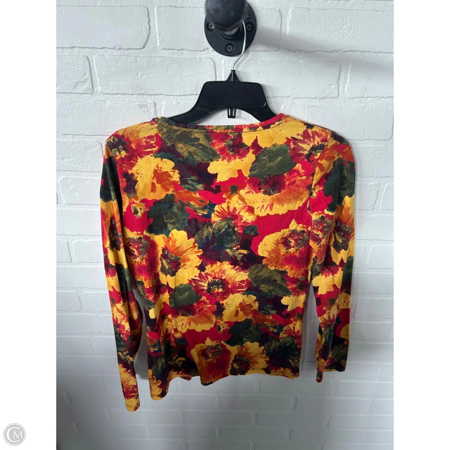 Top Long Sleeve Basic By Talbots In Red & Yellow, Size: S