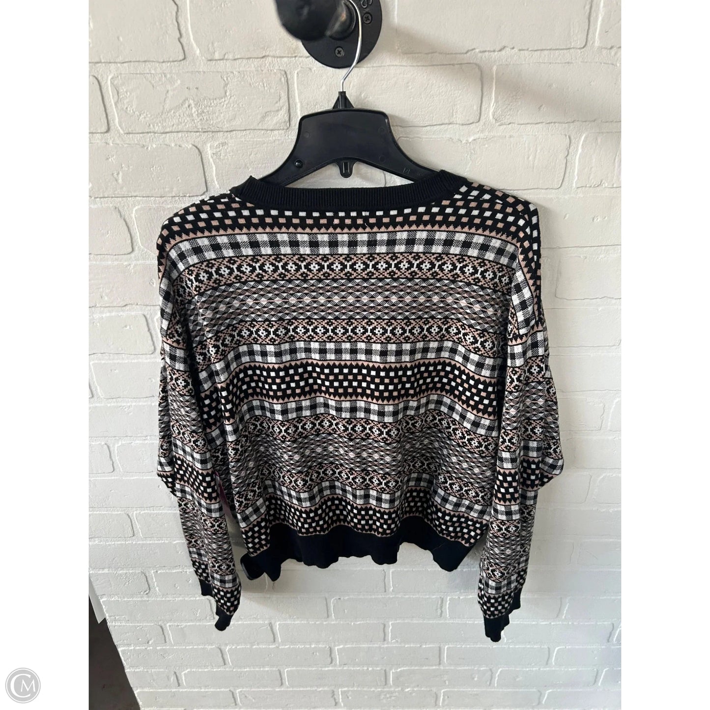 Sweater Cardigan By Pol In Black & Brown, Size: L