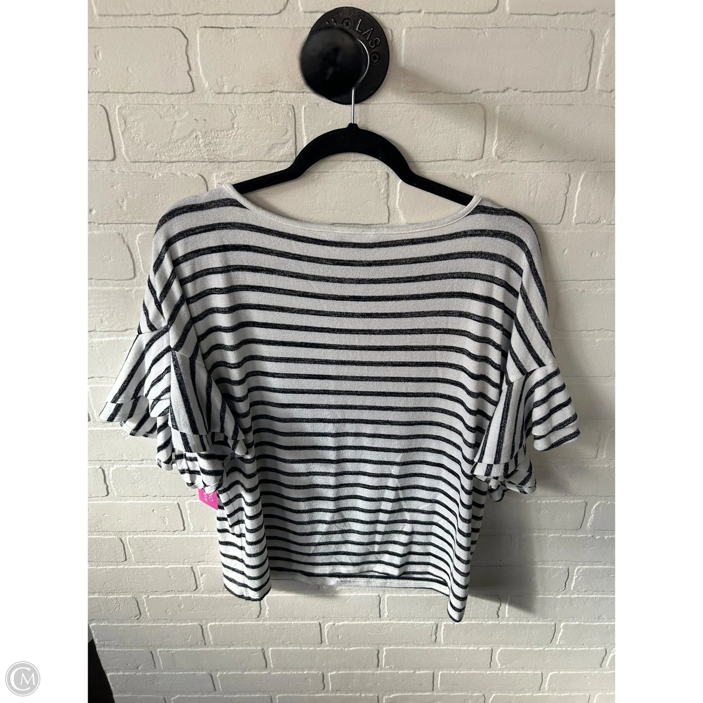 Top Short Sleeve By Banana Republic In Blue & White, Size: S
