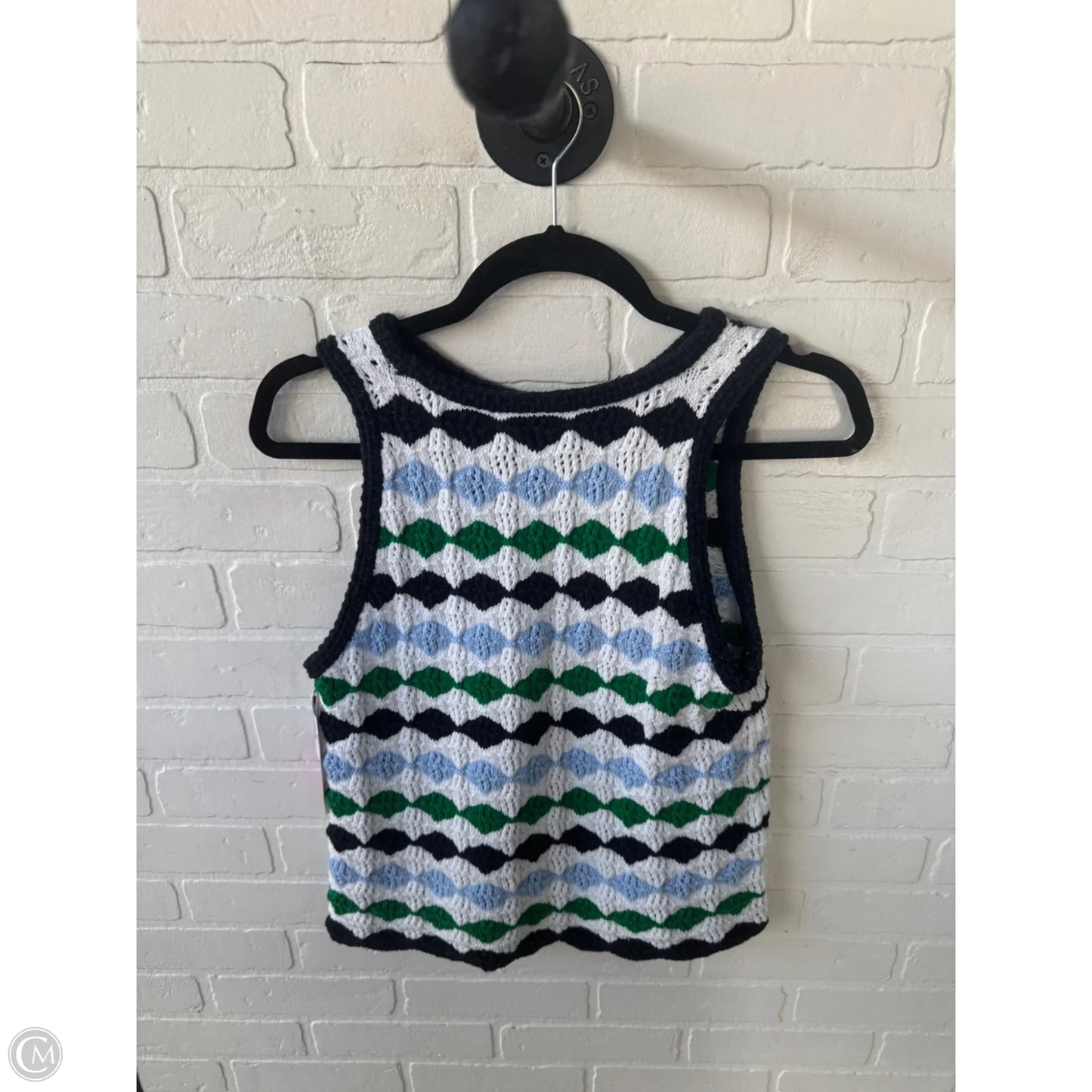 Vest Sweater By Ann Taylor In Blue & White, Size: M