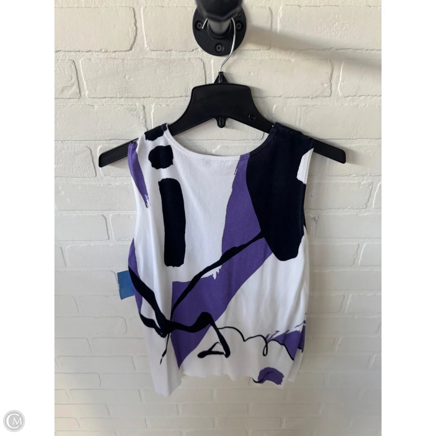 Vest Sweater By Chicos In Black & Purple, Size: Medium