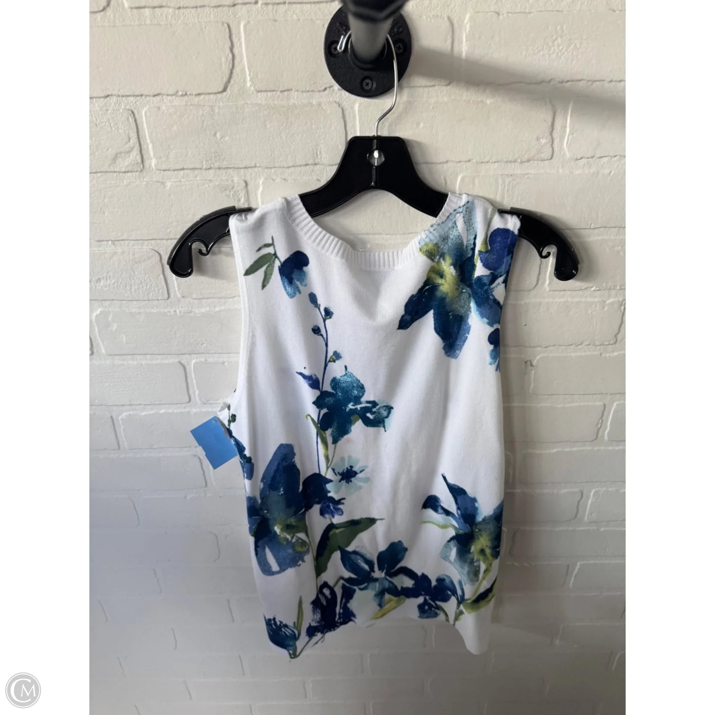 Vest Sweater By Chicos In Blue & White, Size: M