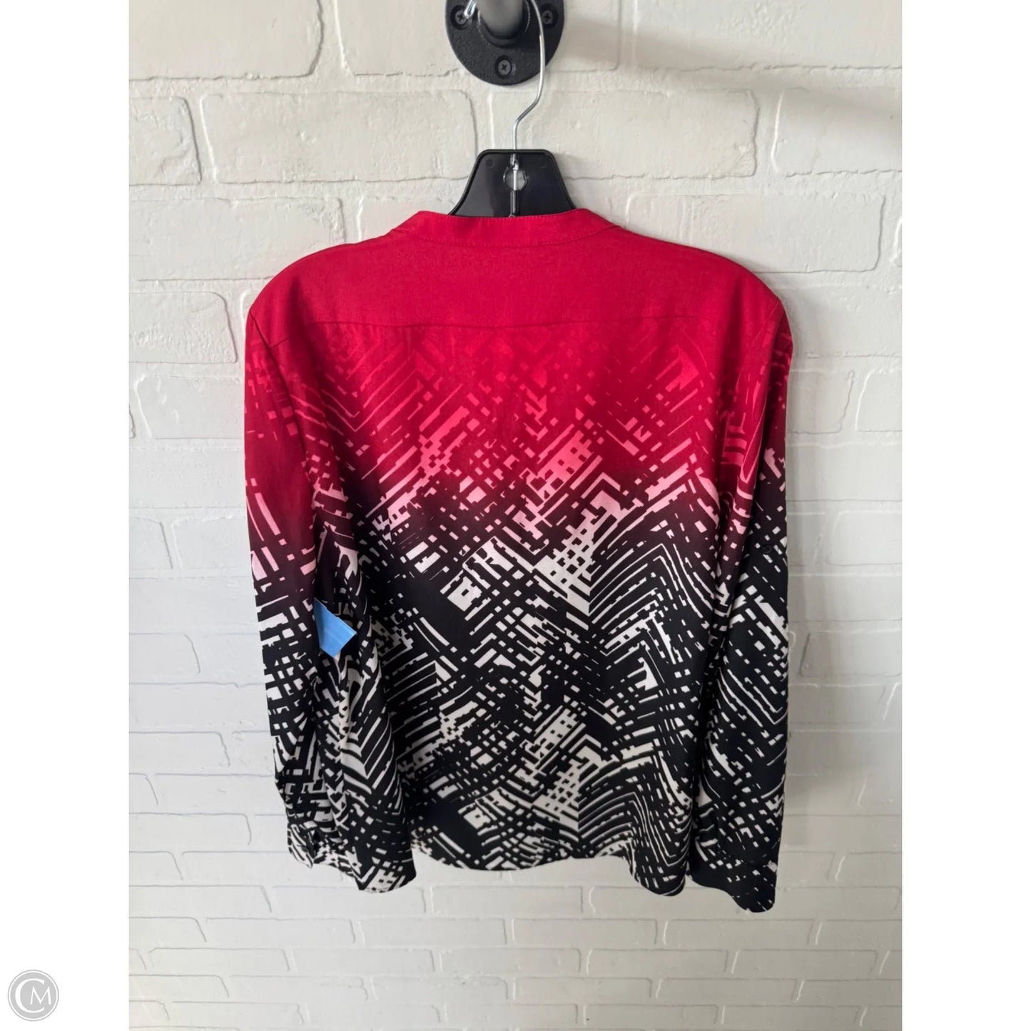 Top Long Sleeve By Calvin Klein In Black & Red, Size: L