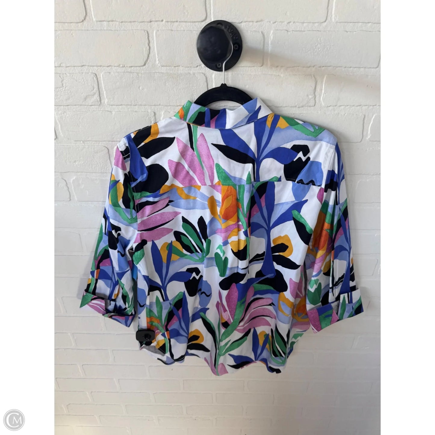 Top 3/4 Sleeve By Chicos In Purple & White, Size: M