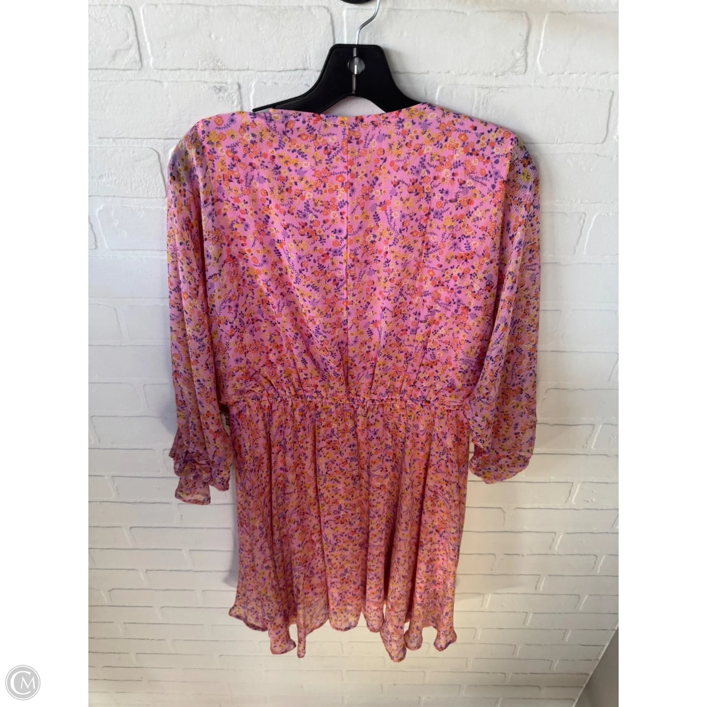 Dress Casual Short By White Birch In Pink & Yellow, Size: L