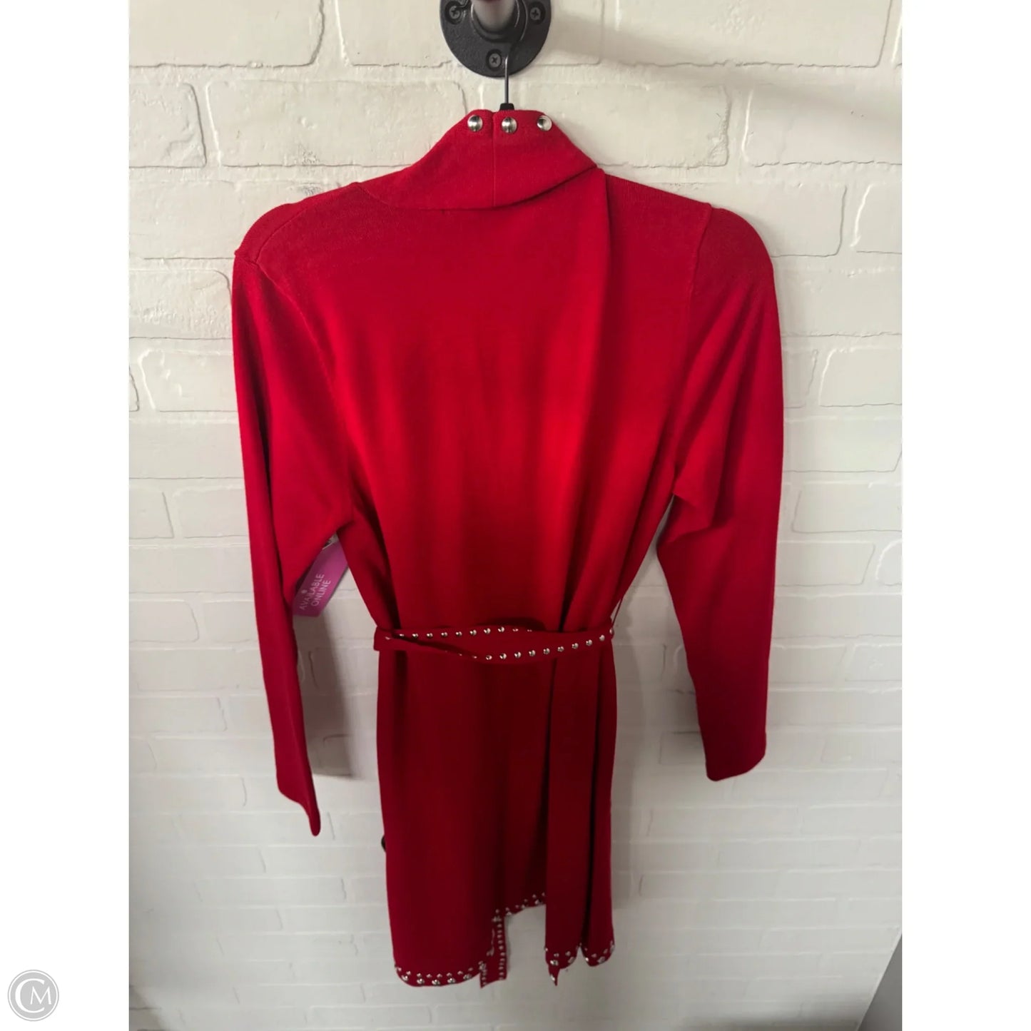 Sweater Cardigan By Inc In Red & Silver, Size: M