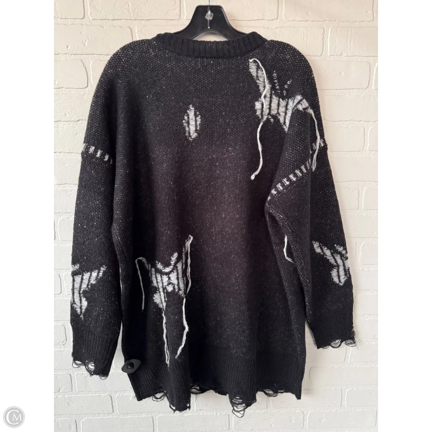 Sweater Cardigan By Torrid In Black & White, Size: 1x