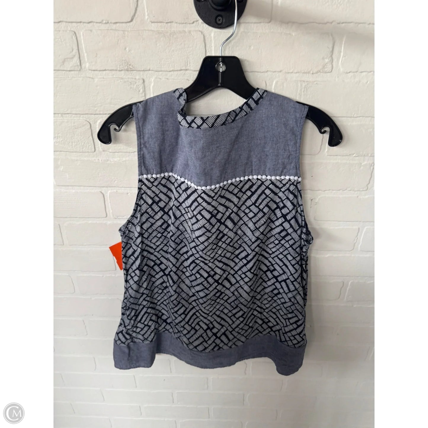 Top Sleeveless By Tribal In Blue & White, Size: L