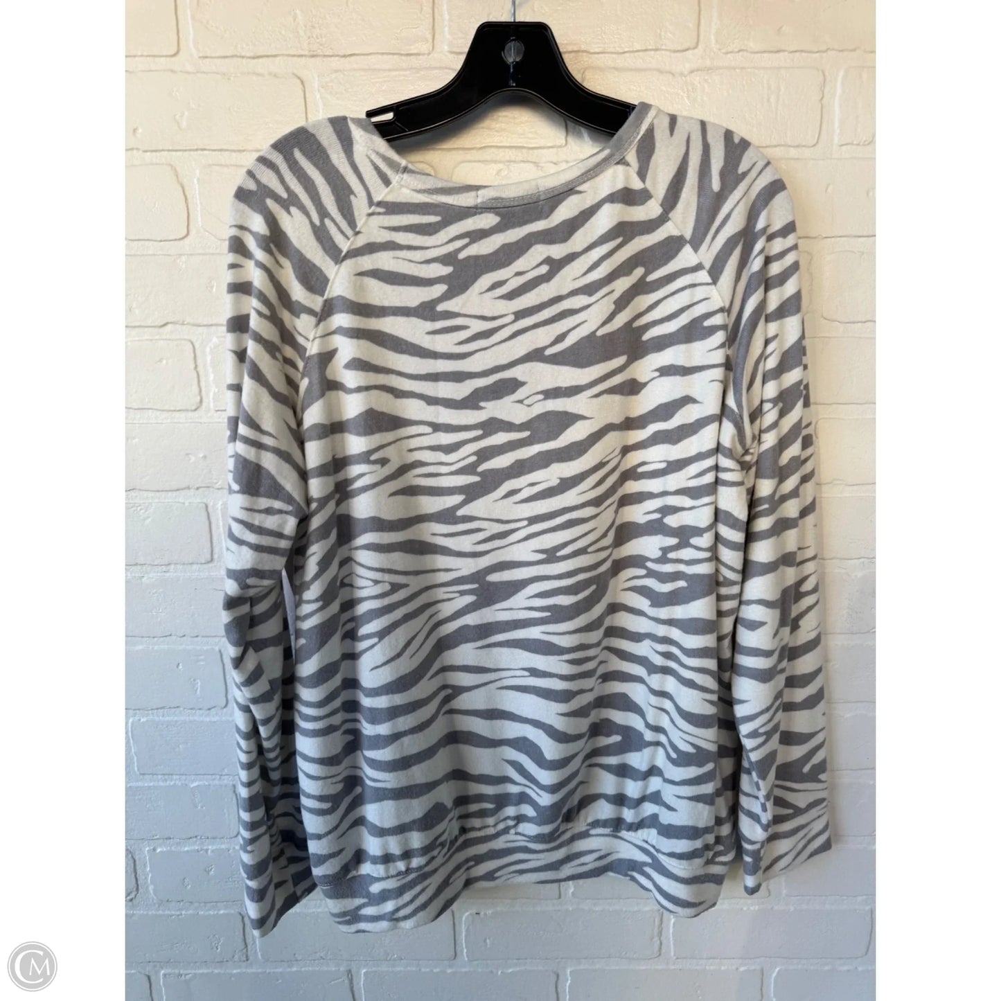 Top Long Sleeve By Buffalo David Bitton In Grey & White, Size: L