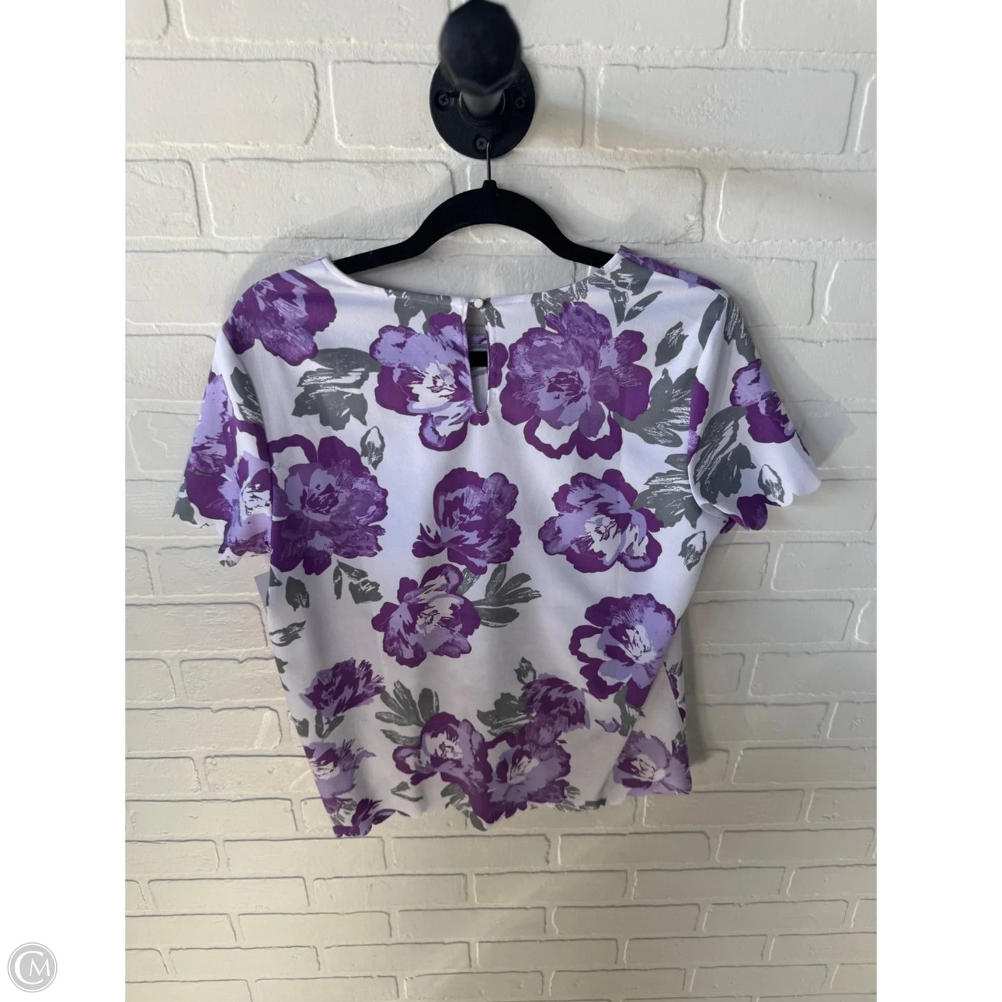 Top Short Sleeve By Banana Republic In Purple & White, Size: S