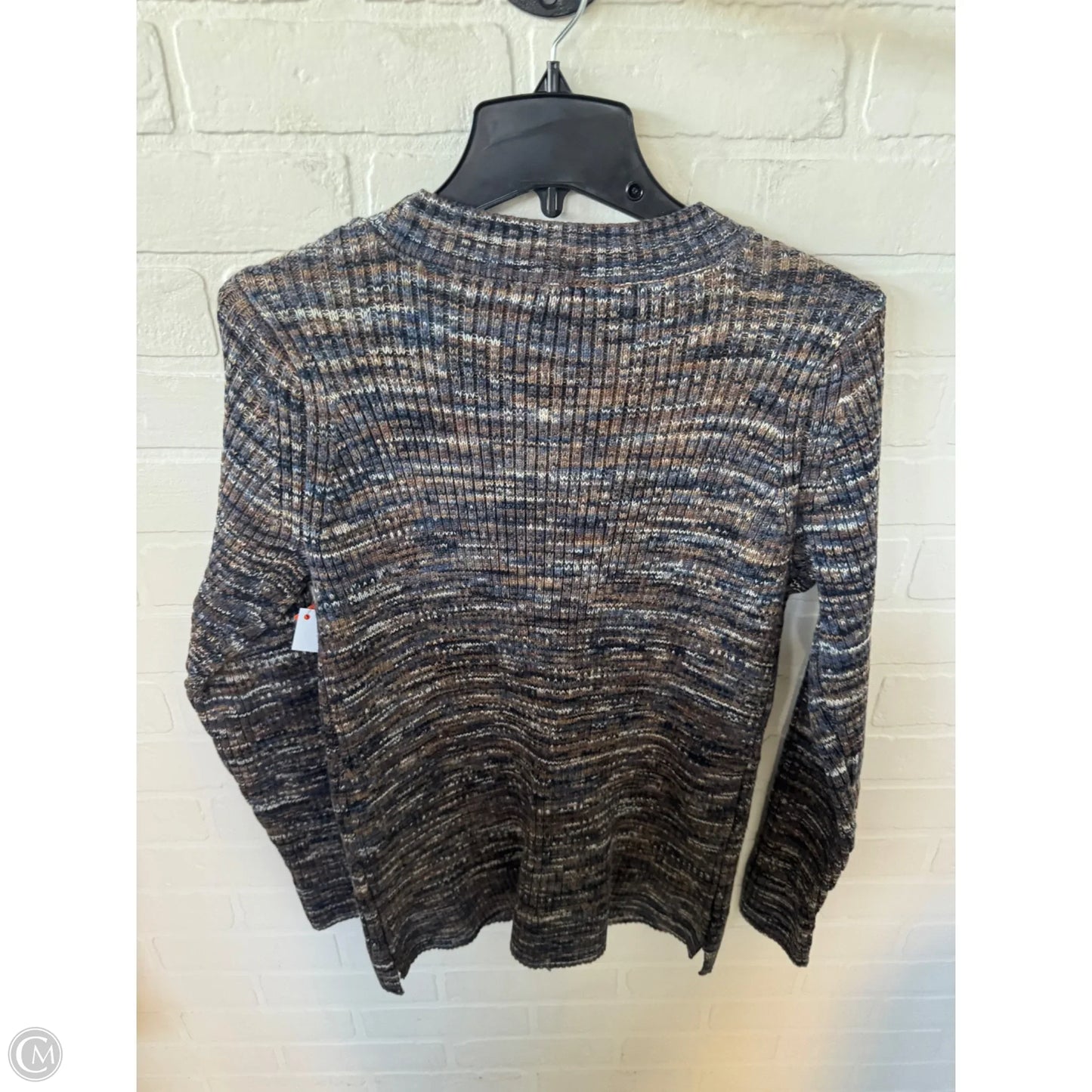 Sweater Cardigan By Logo In Blue & Brown, Size: S