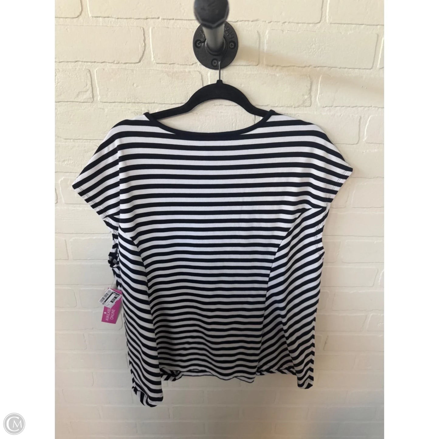 Top Short Sleeve By Cabi In Blue & White, Size: Xl