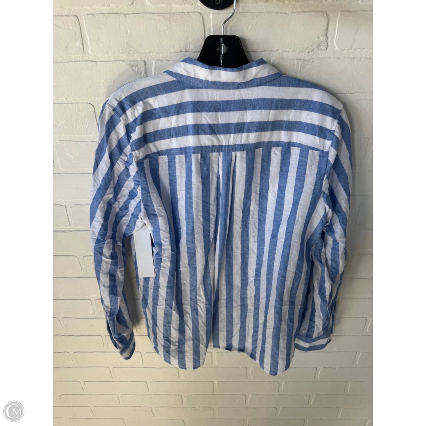 Top Long Sleeve By J. Crew In Blue & White, Size: M