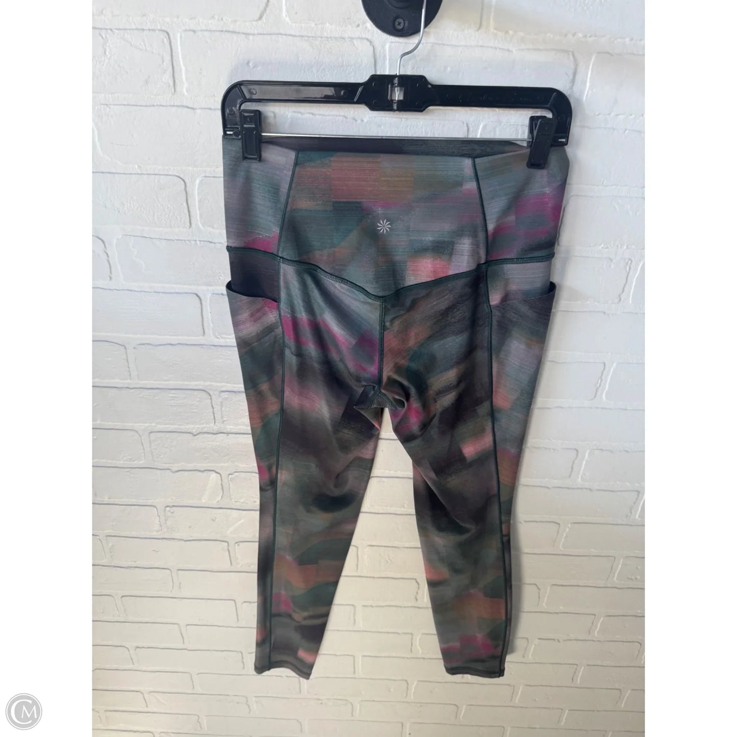 Athletic Leggings By Athleta In Green & Pink, Size: 8