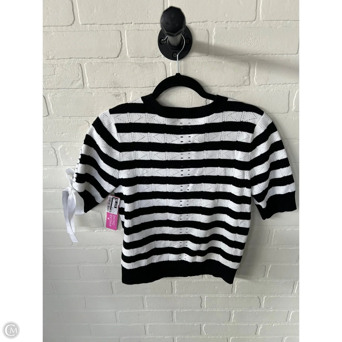 Sweater Short Sleeve By Cabi In Black & White, Size: S