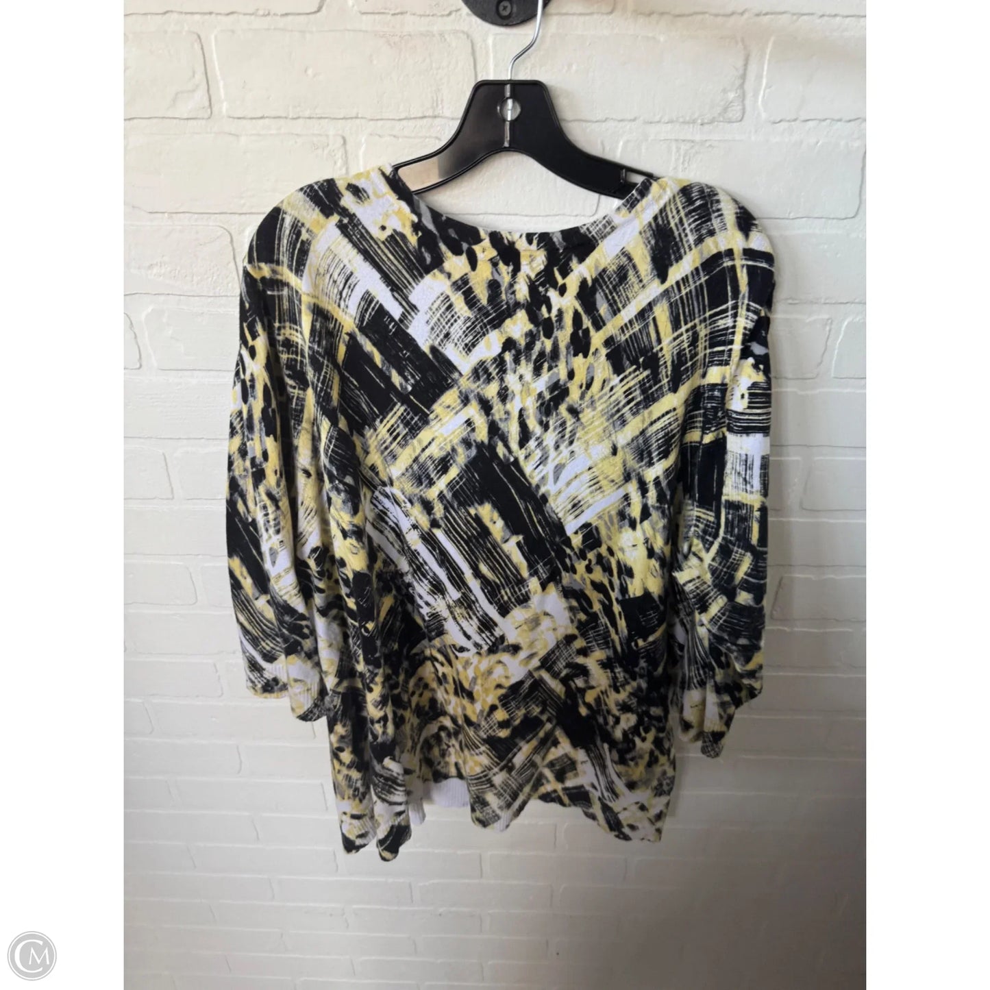 Sweater Cardigan By Cj Banks In Black & Yellow, Size: 2x