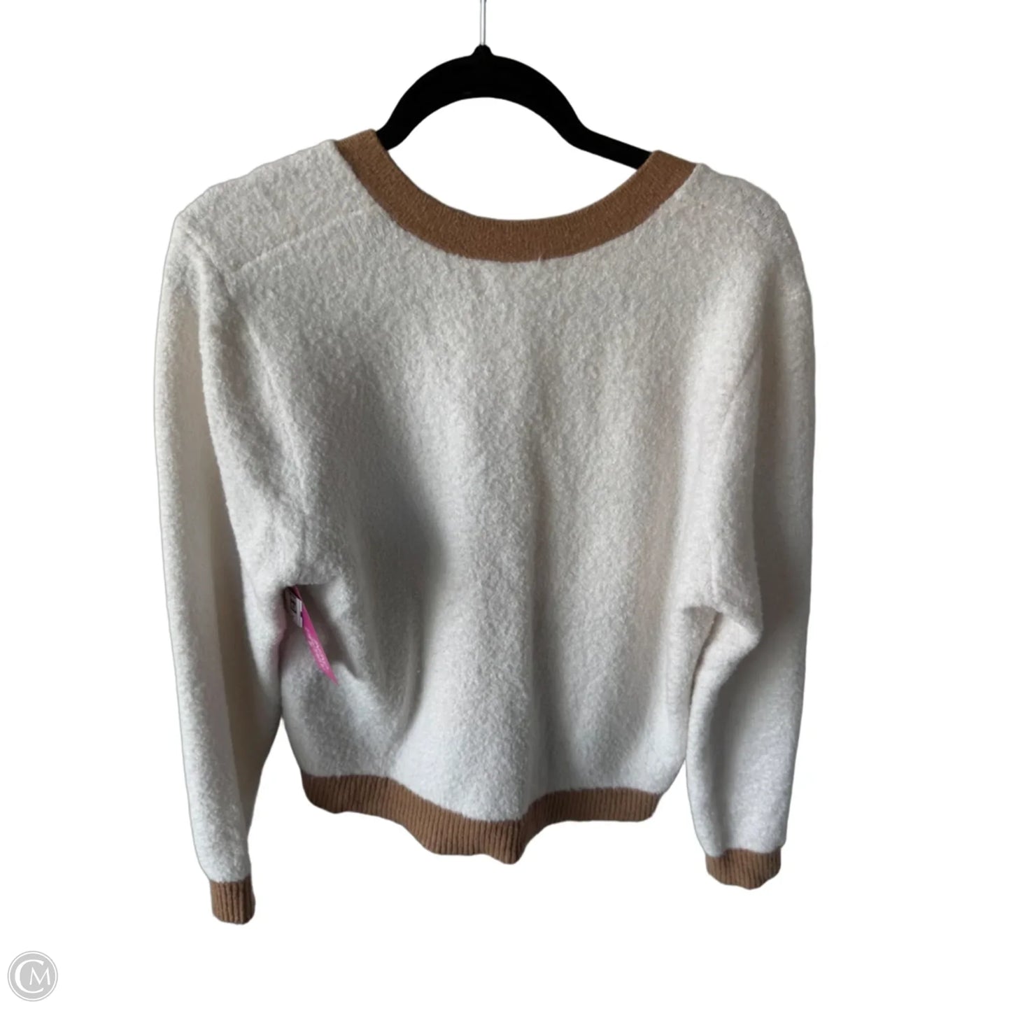 Sweater Cardigan By Loft In Brown & Cream, Size: Xl