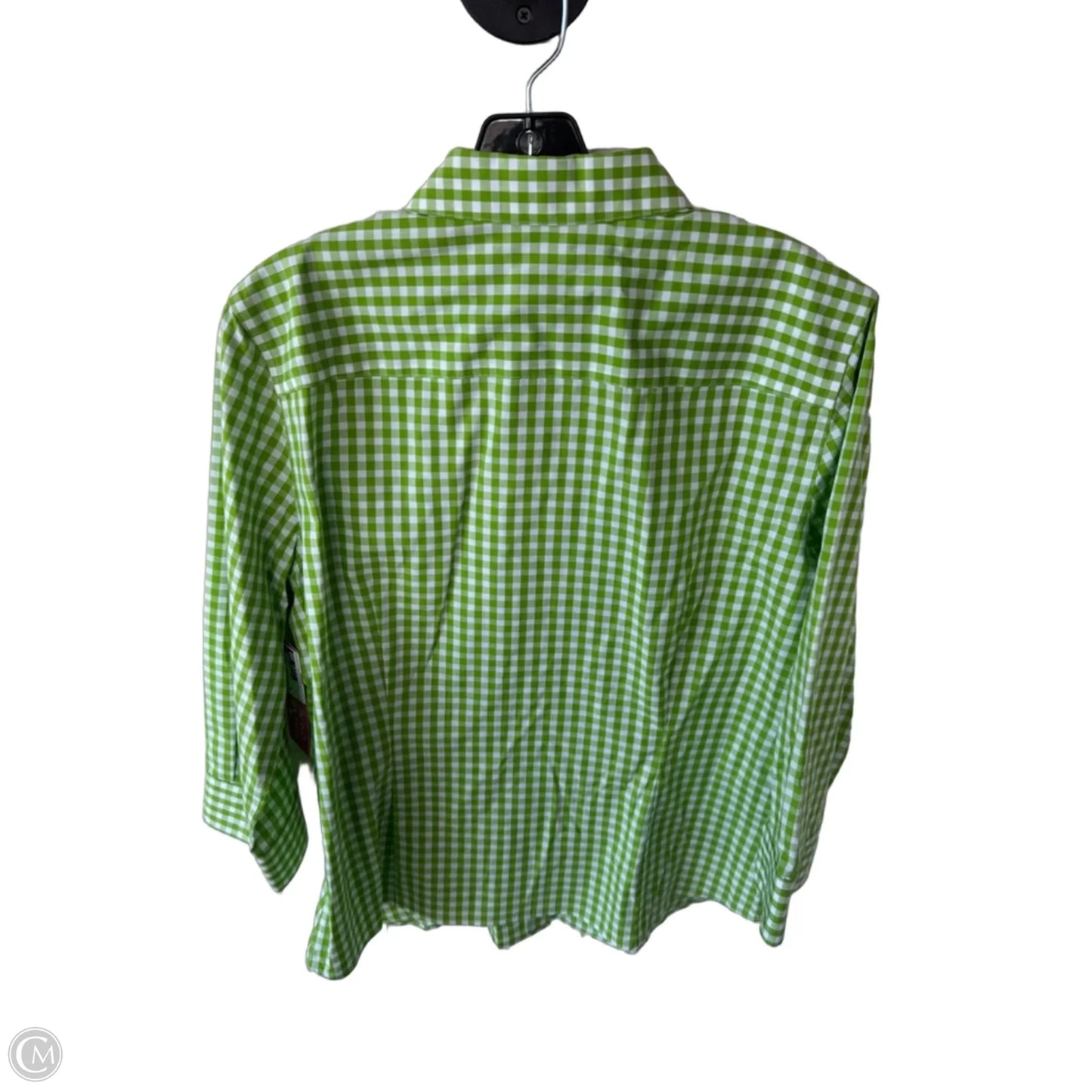 Top 3/4 Sleeve By Jones New York In Green & White, Size: L