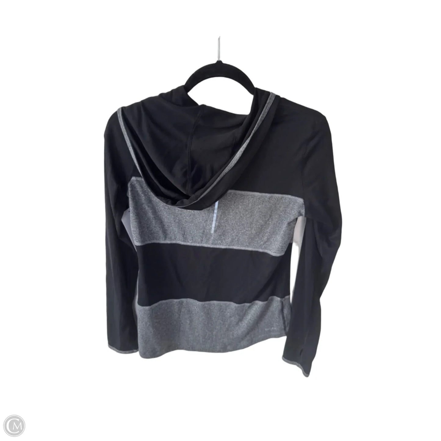 Athletic Top Long Sleeve Hoodie By Nike In Black & Grey, Size: M