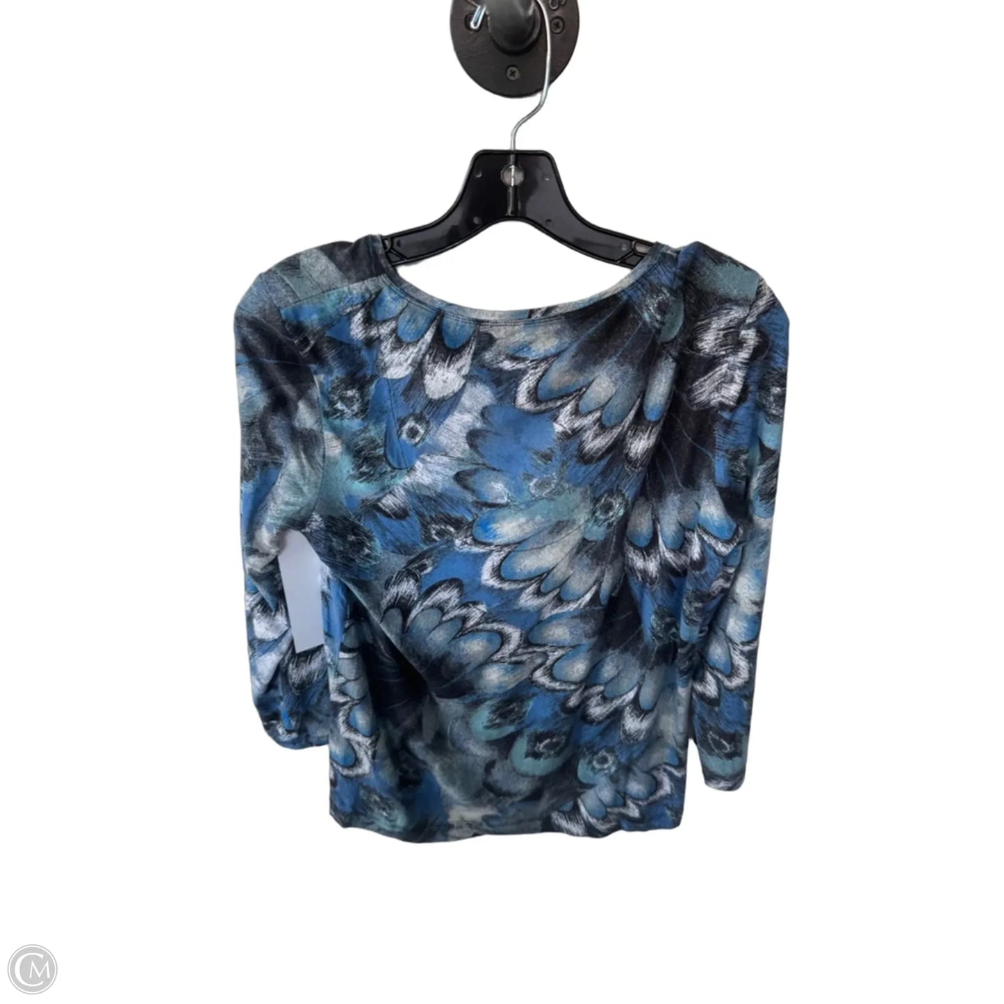 Top 3/4 Sleeve By Chicos In Black & Blue, Size: S