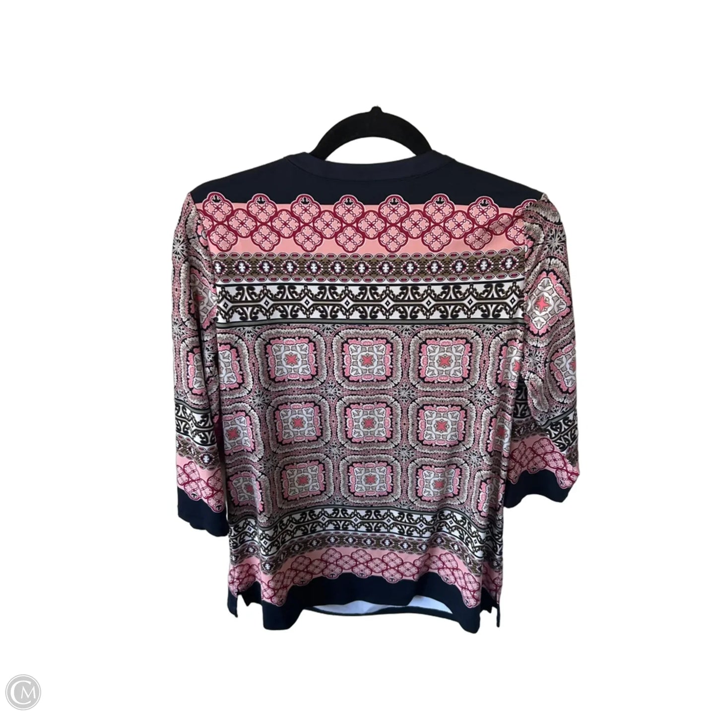 Top 3/4 Sleeve By Charter Club In Blue & Pink, Size: M