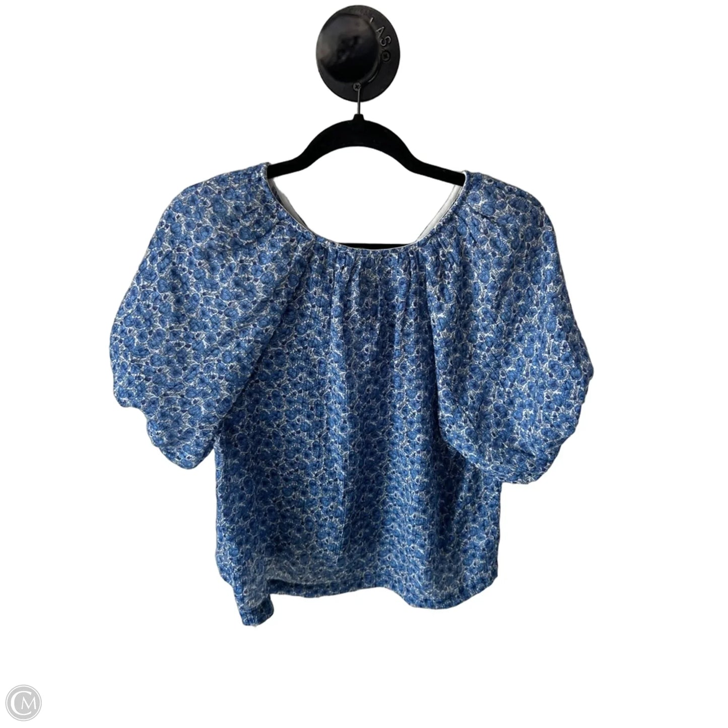 Top Short Sleeve By Loft In Blue & White, Size: L