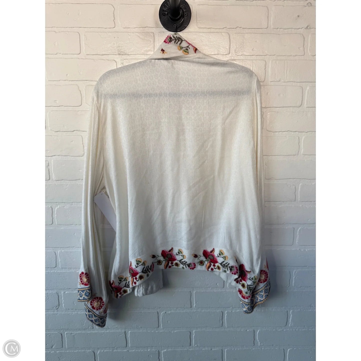 Cardigan By Clothes Mentor In Cream & Green, Size: L
