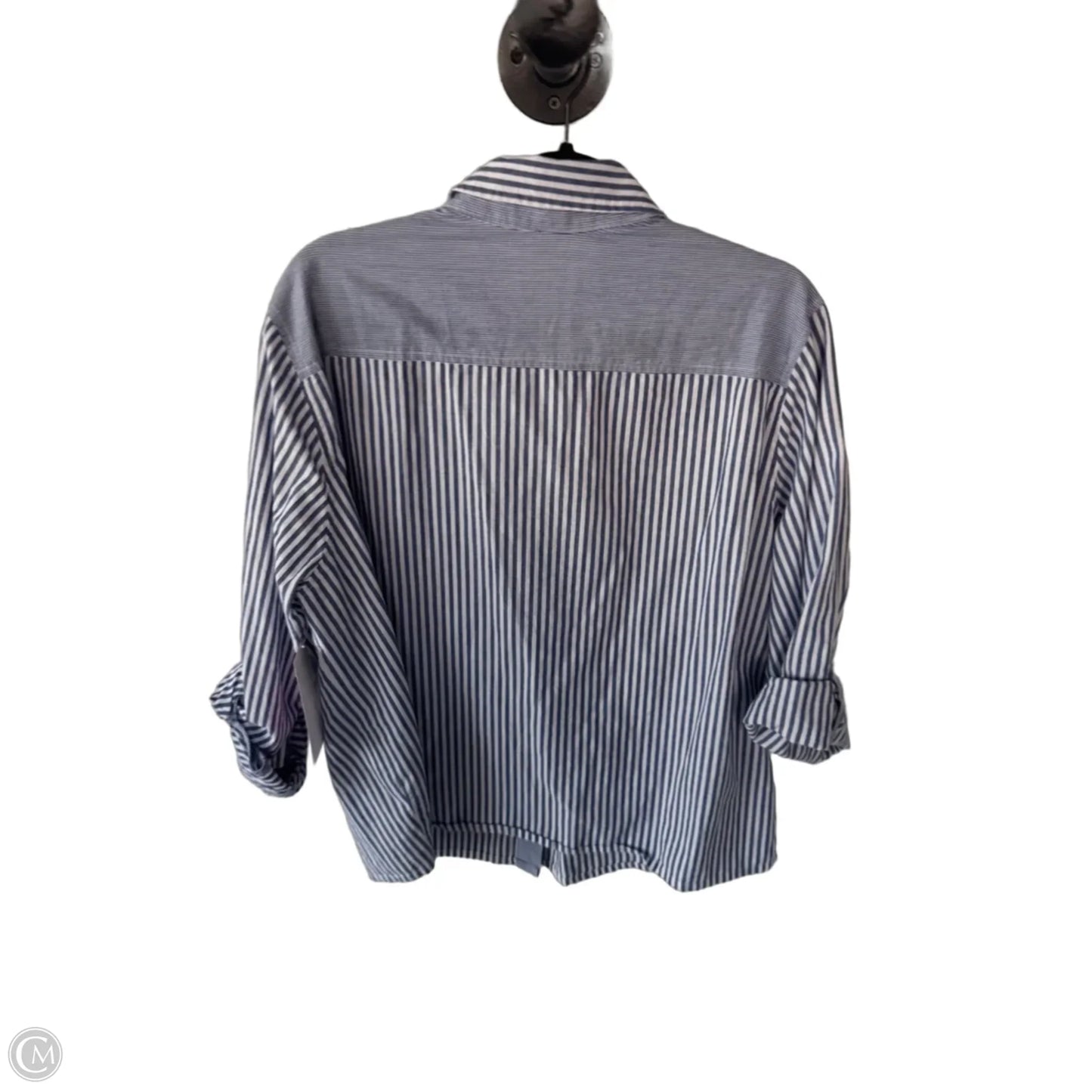 Top Long Sleeve By Alexander Jordan In Blue & White, Size: 2x