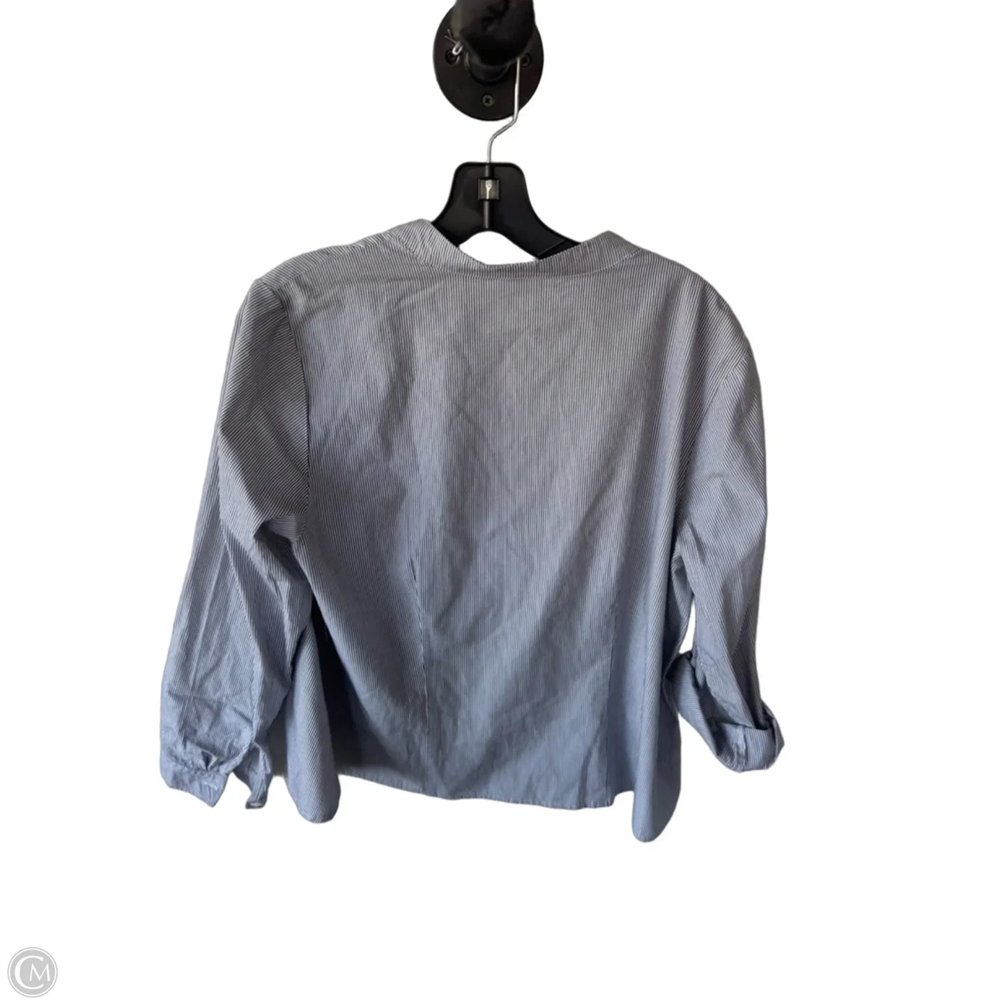 Top Long Sleeve By Talbots In Grey & White, Size: 1x