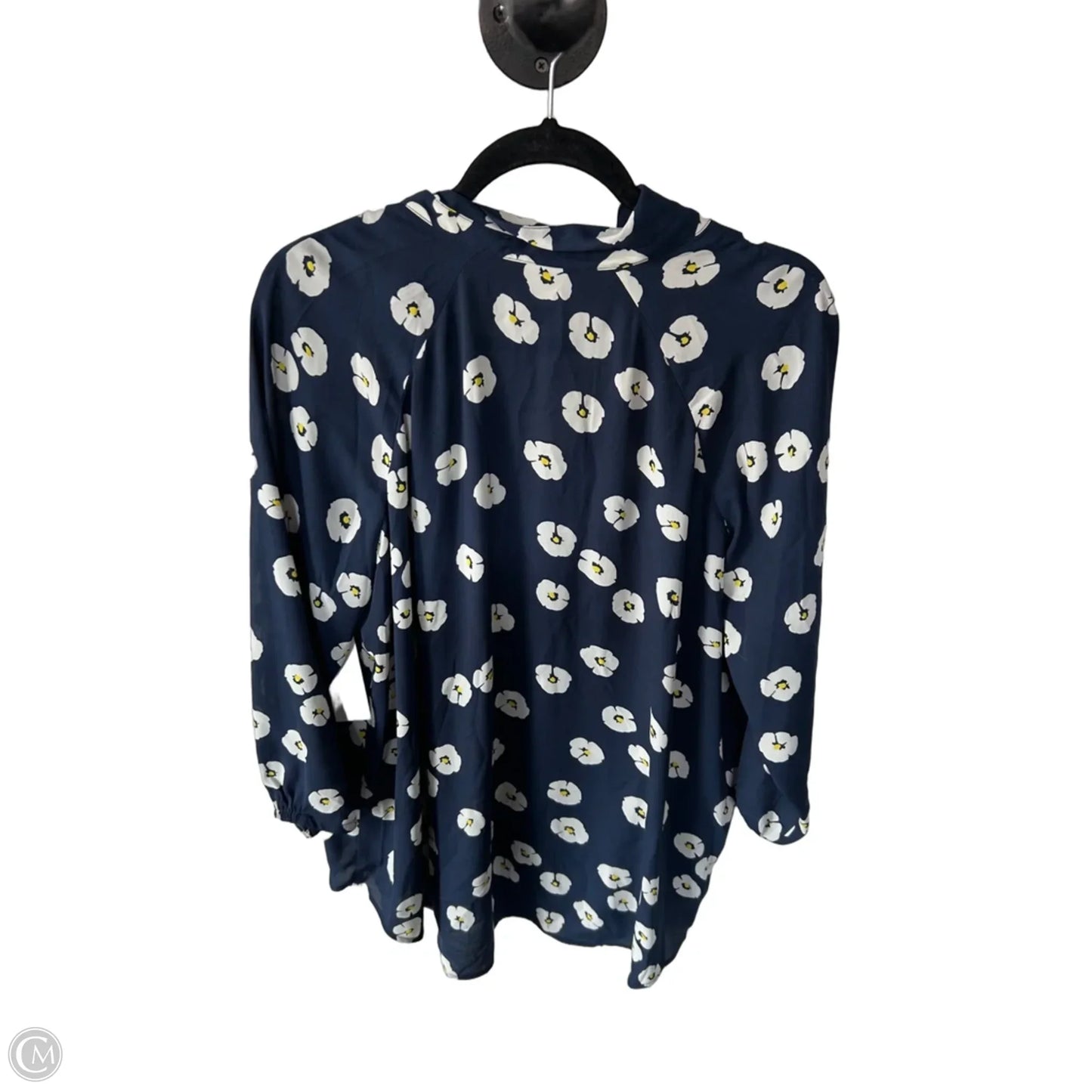 Top 3/4 Sleeve By Cabi In Blue & White, Size: L
