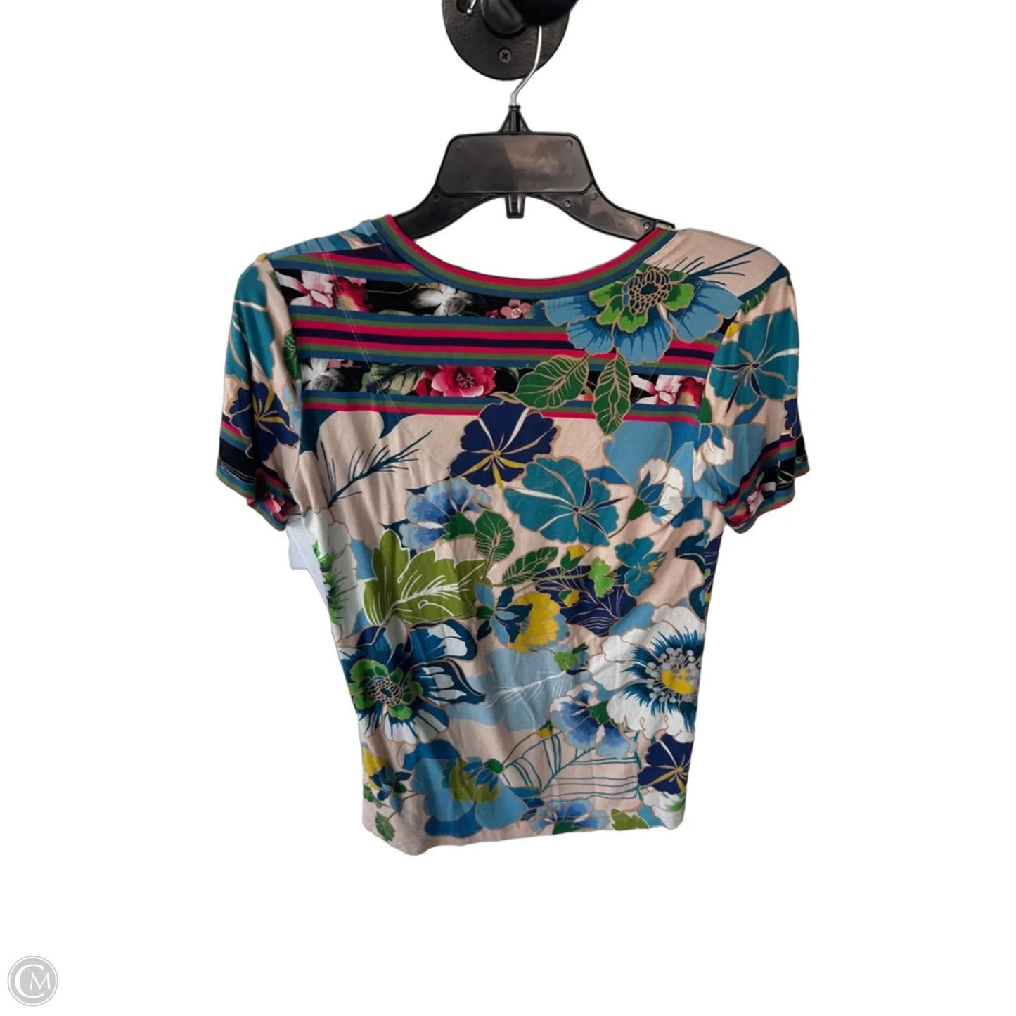 Top Short Sleeve Designer By Johnny Was In Blue & Tan, Size: Xs