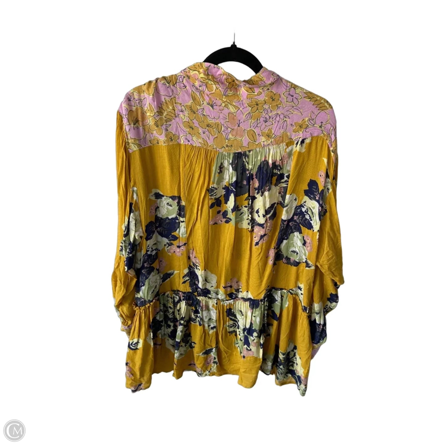 Tunic Long Sleeve By Free People In Green & Yellow, Size: L