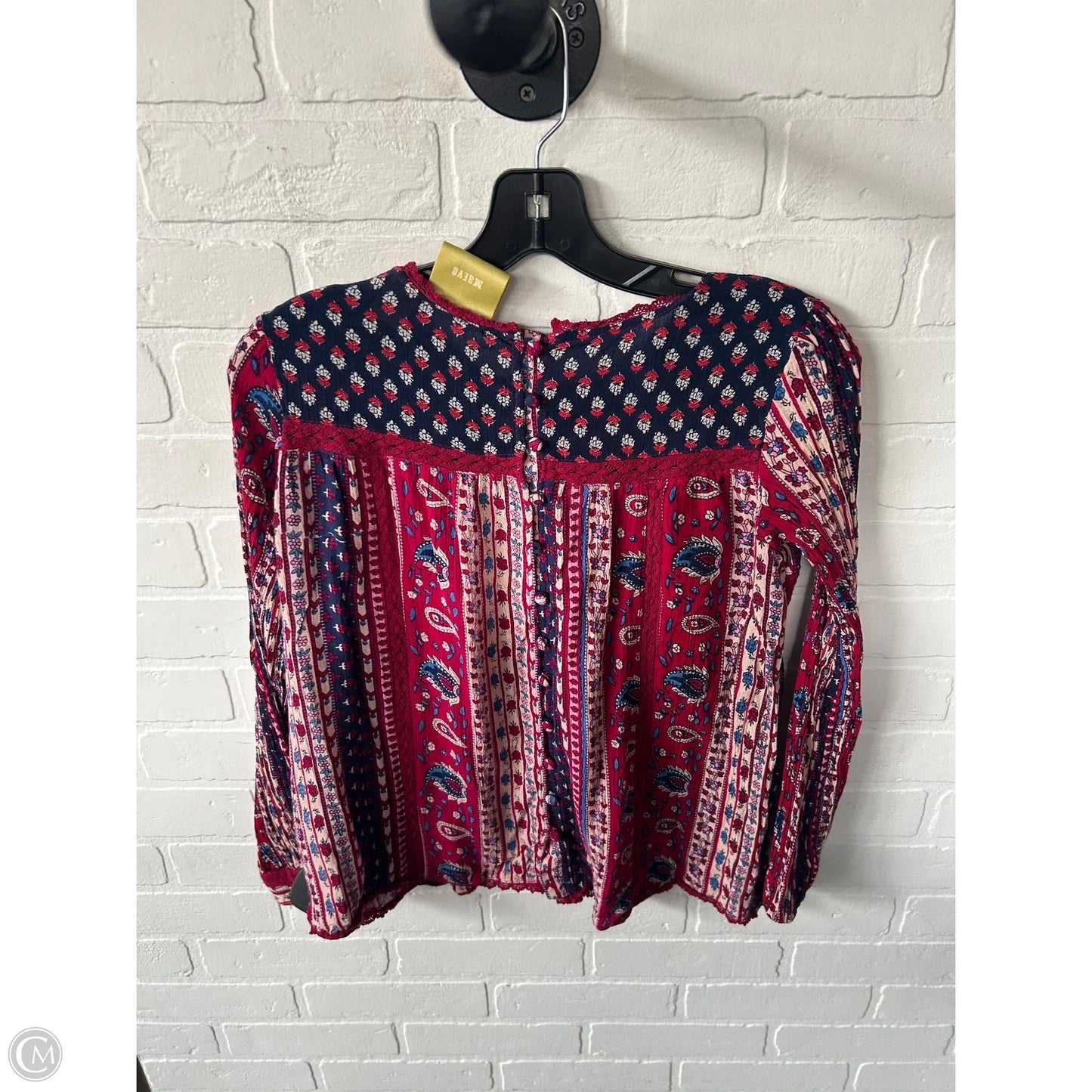 Top Long Sleeve By Maeve In Blue & Red, Size: Xs