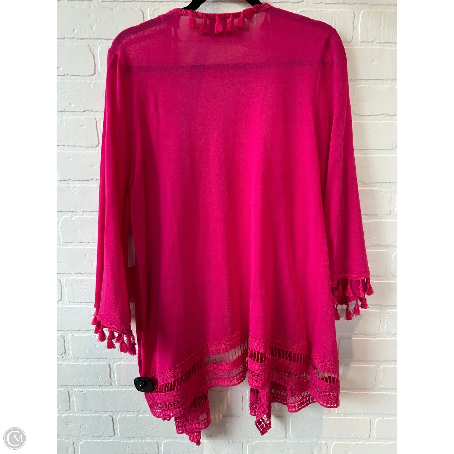 Sweater Cardigan By Chicos In Pink, Size: L