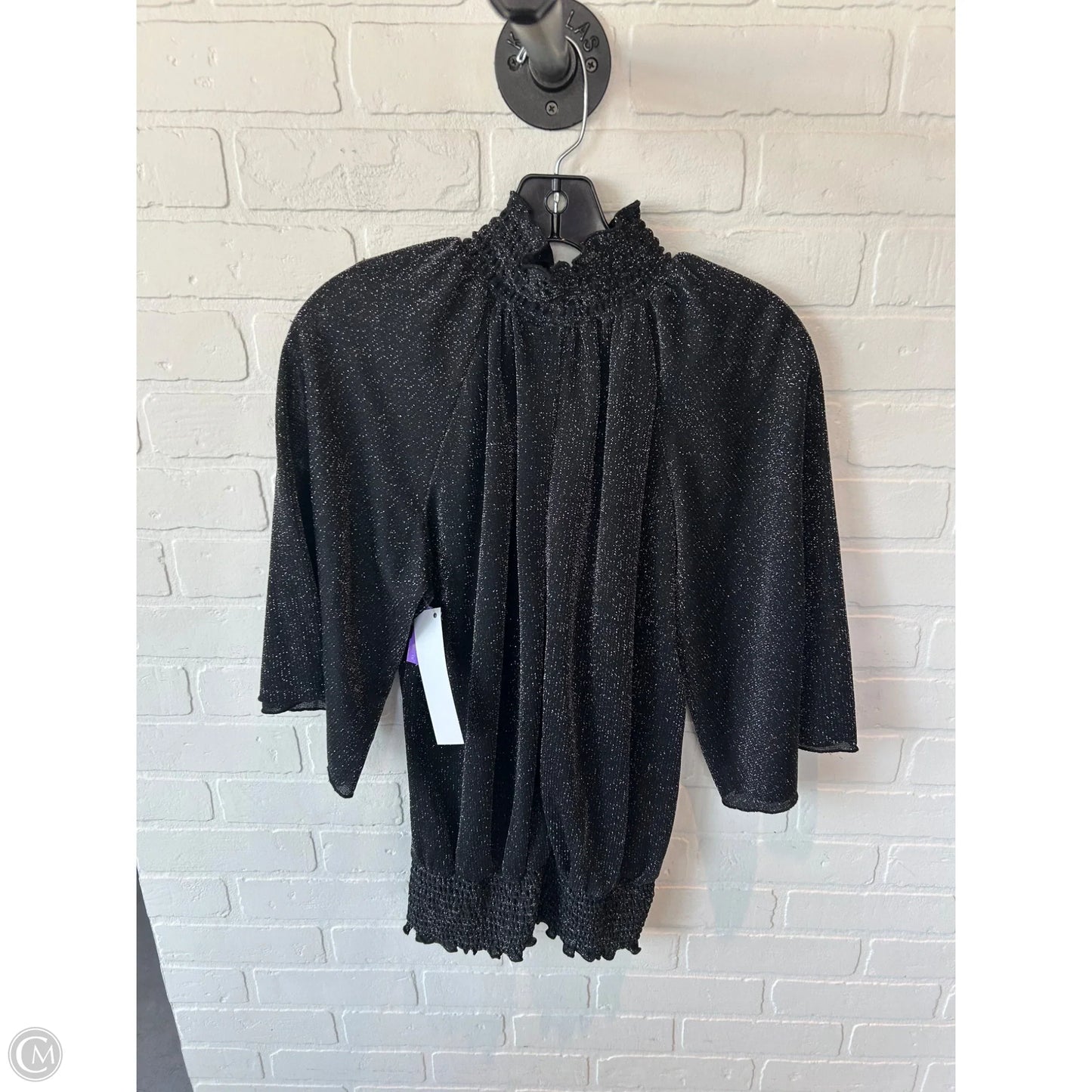 Top 3/4 Sleeve By New Directions In Black & Silver, Size: M