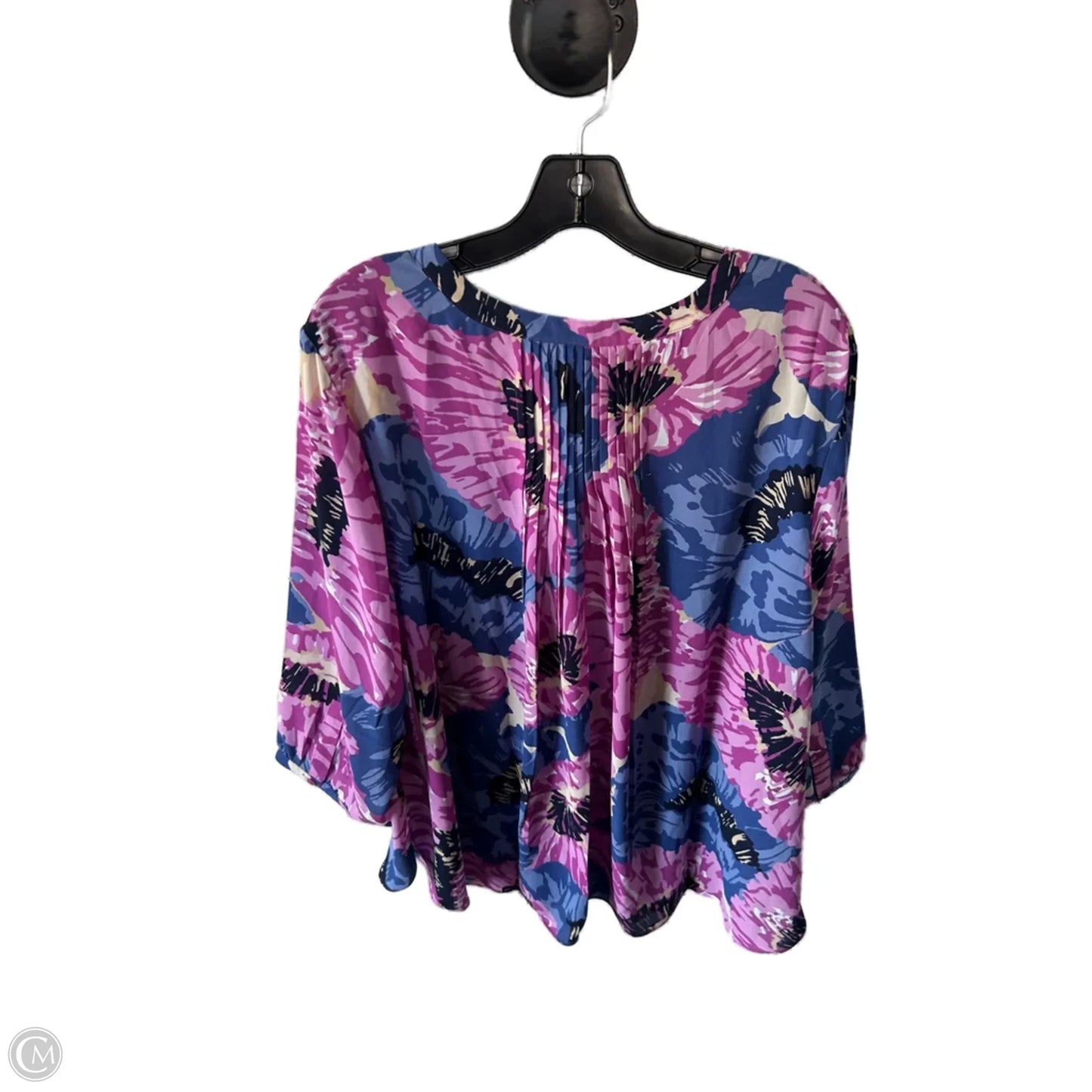 Top 3/4 Sleeve By Not Your Daughters Jeans In Blue & Pink, Size: 1x