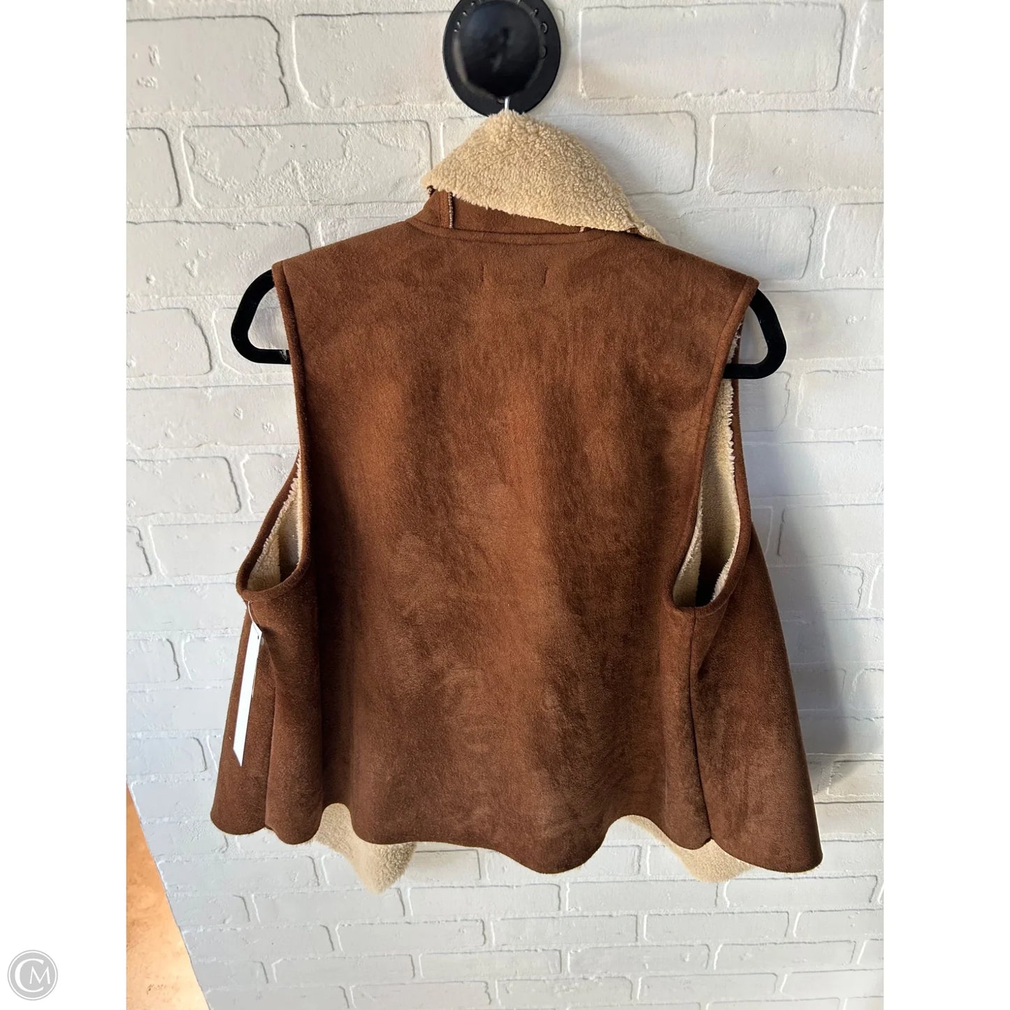 Vest Faux Fur & Sherpa By Chaps In Brown & Cream, Size: Xl