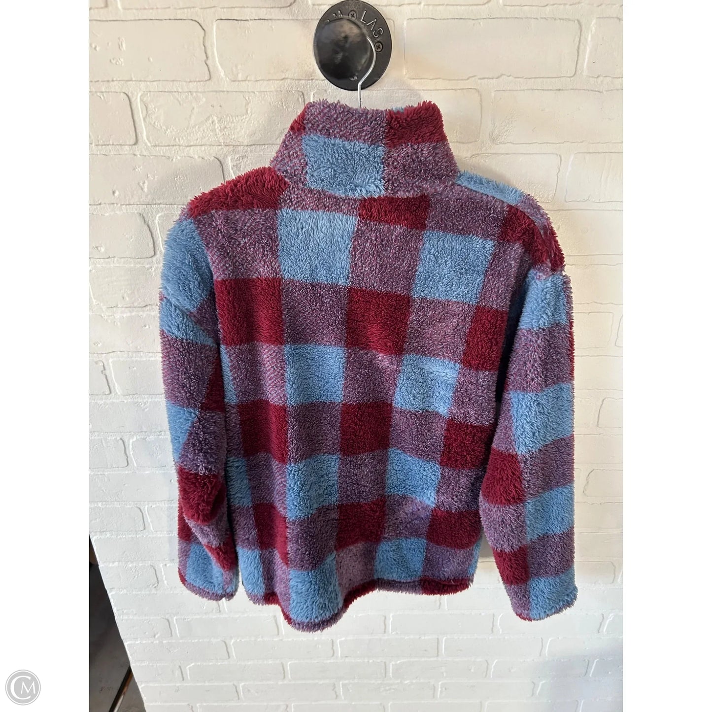 Jacket Fleece By Eddie Bauer In Blue & Red, Size: S