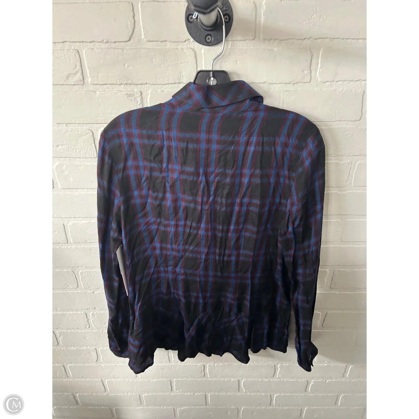 Top Long Sleeve By Cabi In Black & Blue, Size: S