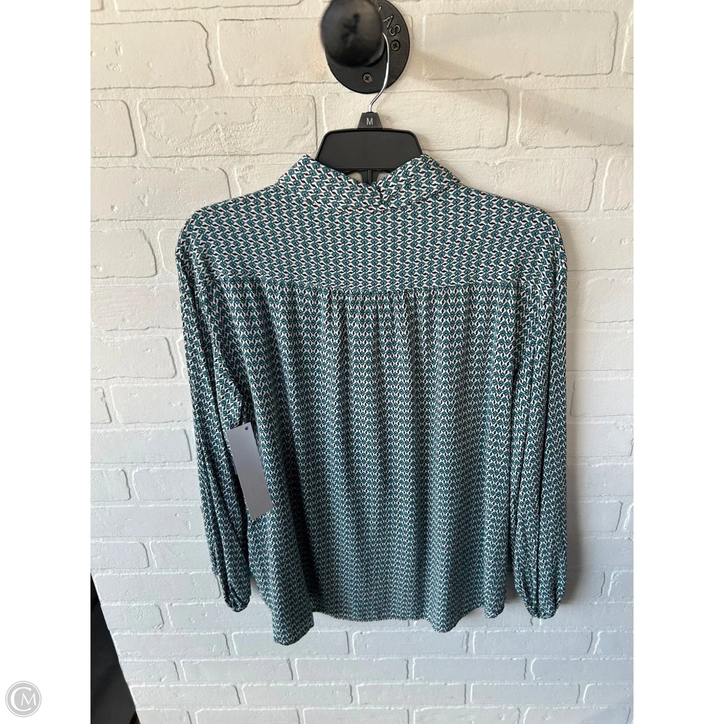 Top Long Sleeve By Max Studio In Blue & Cream, Size: L