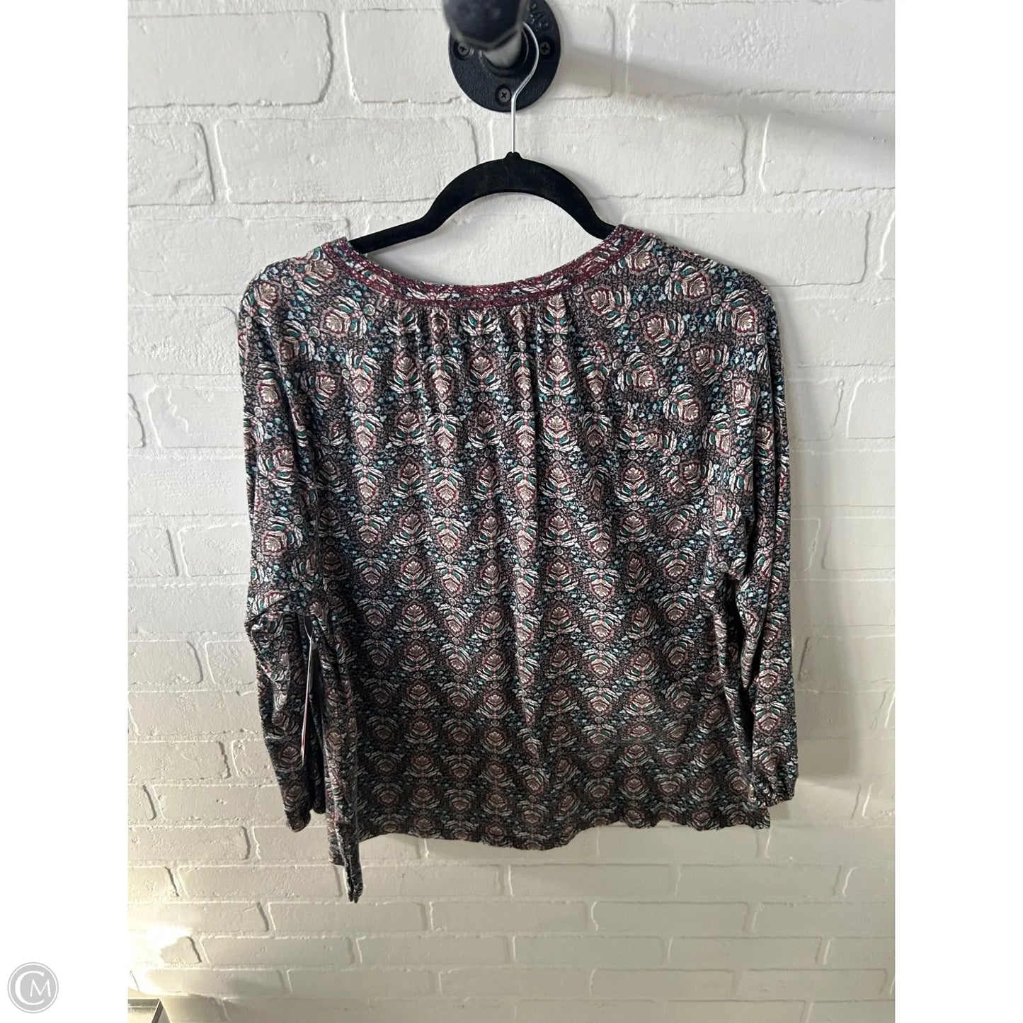 Top Long Sleeve By Pure Jill In Brown & Red, Size: Lp