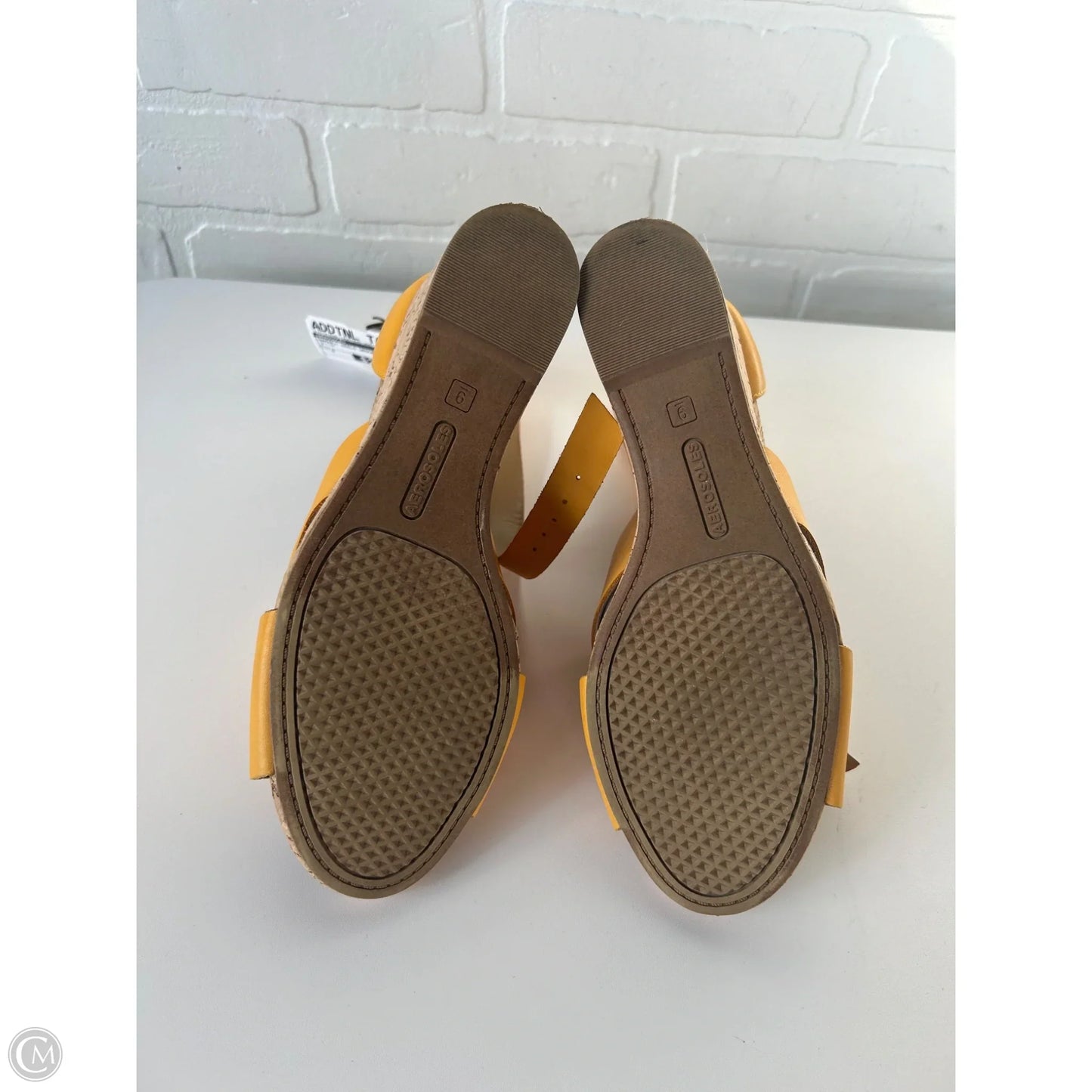 Sandals Heels Wedge By Aerosoles In Yellow, Size: 9