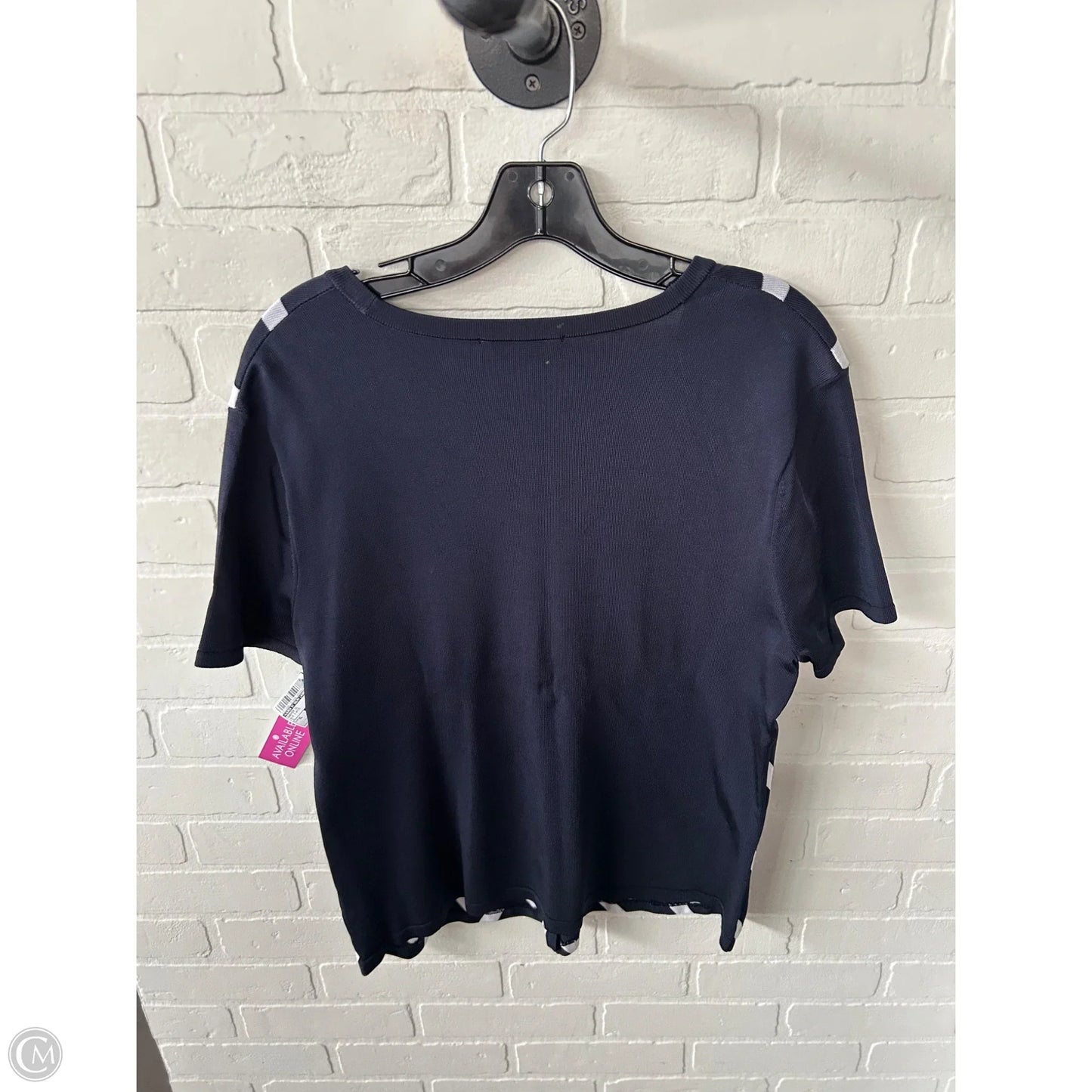 Sweater Short Sleeve By Lauren By Ralph Lauren In Blue & White, Size: Xl