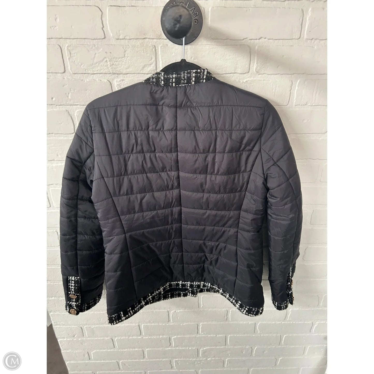 Jacket Puffer & Quilted By Anne Klein In Black & White, Size: S