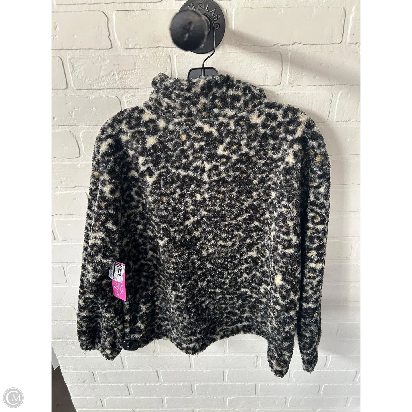 Jacket Fleece By Loft In Black & Cream, Size: M