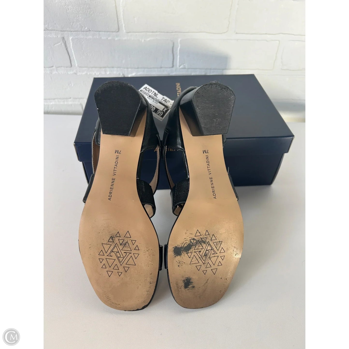 Sandals Heels Block By Adrienne Vittadini In Black, Size: 7