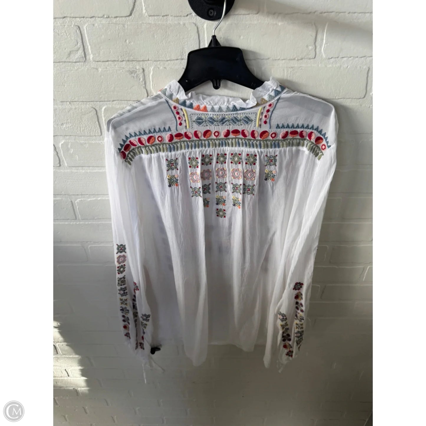 Top Long Sleeve Designer By Johnny Was In White, Size: Xl